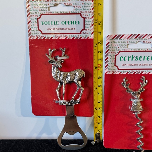 Silver Deer Bottle Opener and Corkscrew Set - Picture 2 of 4